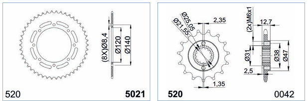 Piñón Riffel Suzuki GN-125 15T - Imagen 2