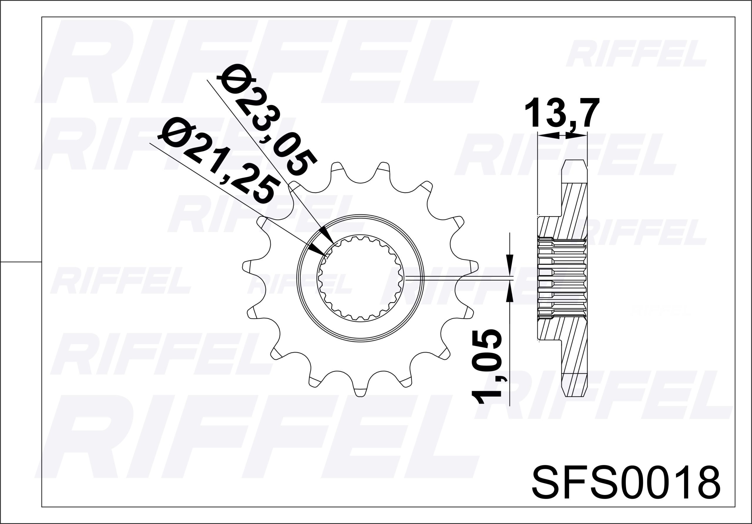Piñón Riffel YAMAHA FZ-250 14T - Imagen 2